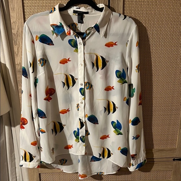 Colorful Fish Print Button-Up Shirt - Picture 1 of 4